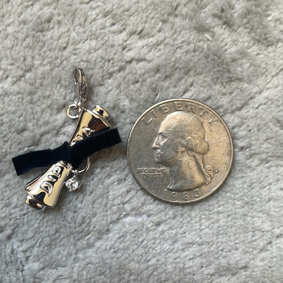 925 Sterling Silver 3-D CZ Black Ribbon Diploma Graduation Bracelet Cham / clasp - Picture 5 of 5